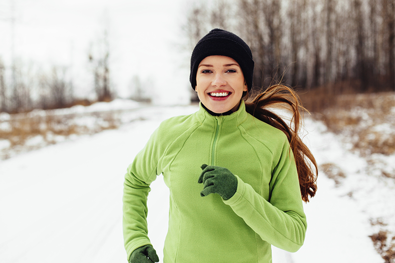 woman running cold weather
