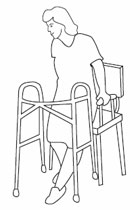 After a total hip replacement, scoot to the edge of the bed or chair before standing.