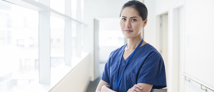 Female physician in scrubs