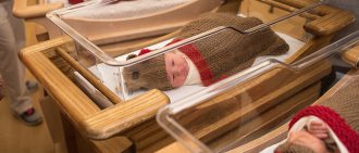 Magee Babies Dressed as Santa and Tiny Reindeer for Christmas