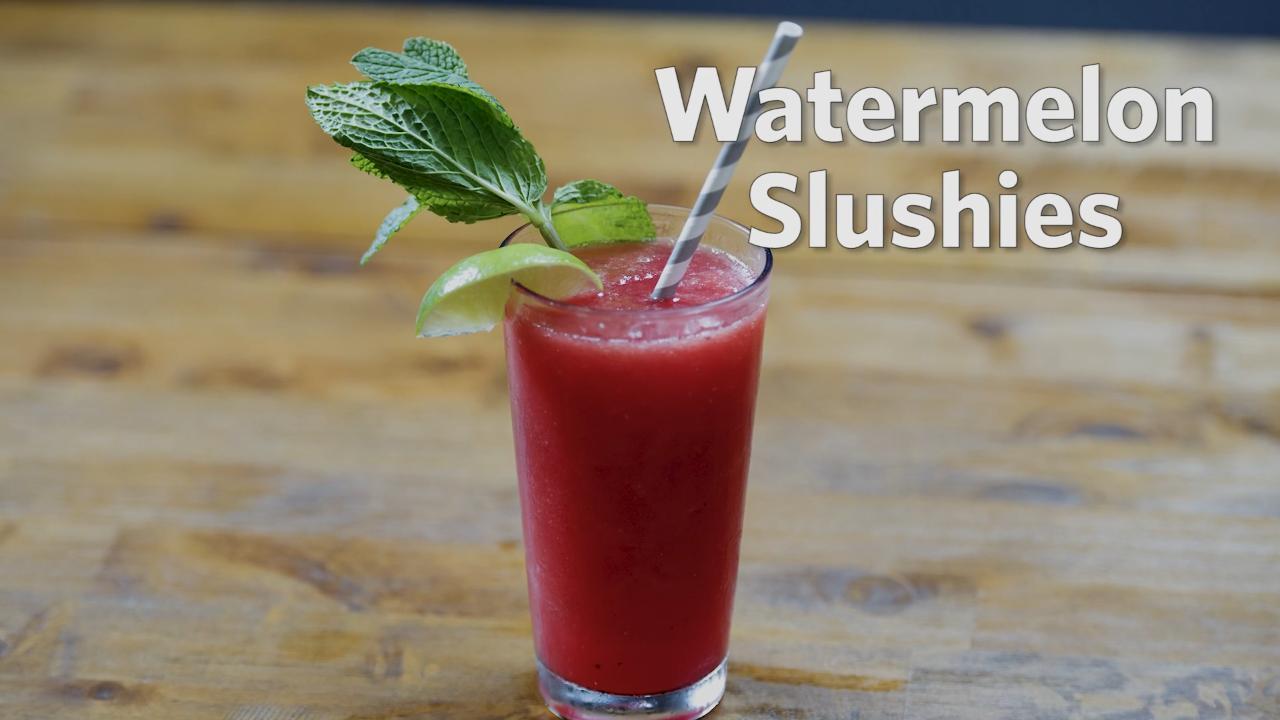 Add basil, lime, and mint to this refreshing summer slush.