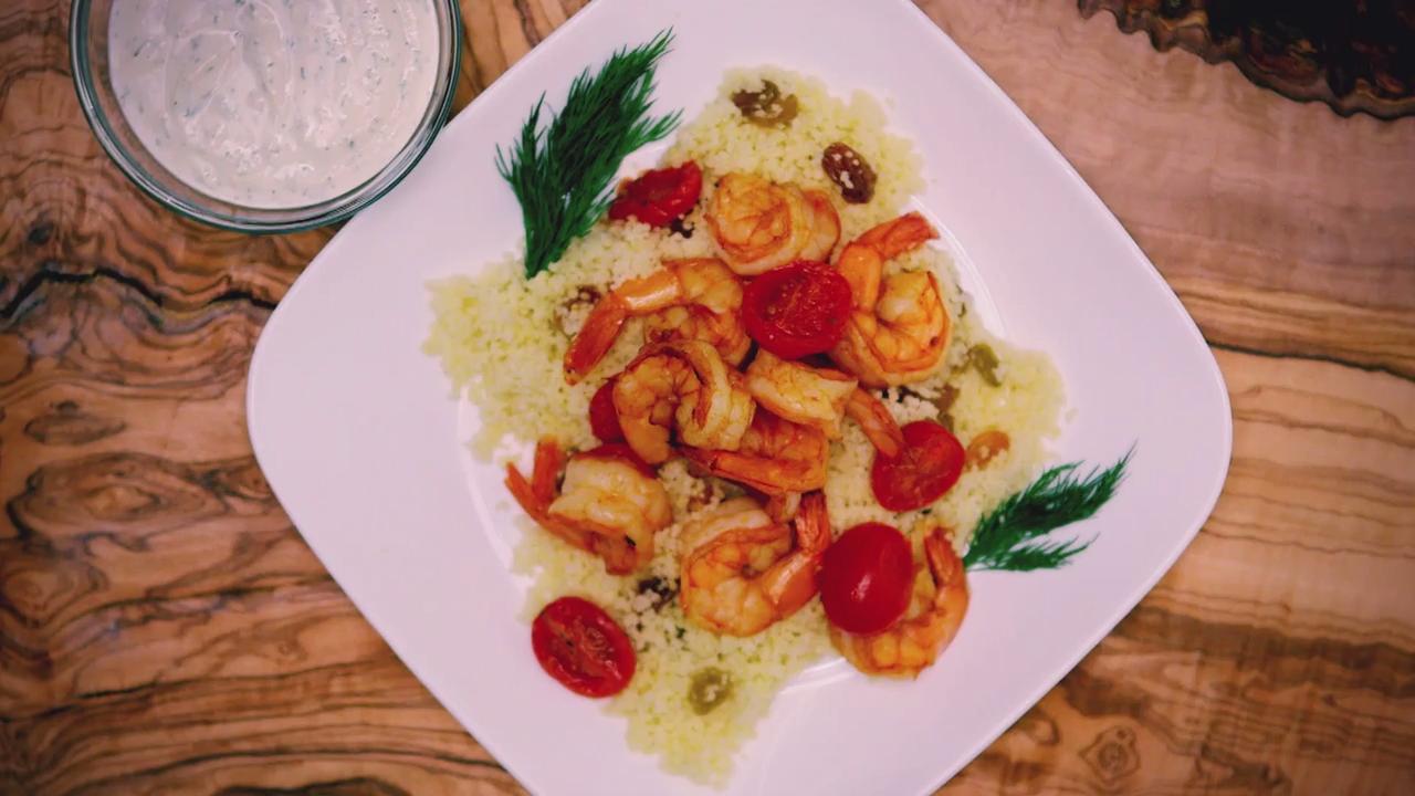 In as little as 20 mins, this healthy shrimp and couscous recipe with yogurt hummus sauce is ready to serve. Get the recipe from UPMC HealthBeat.