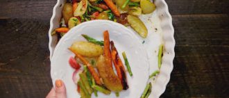 Brighten up your plate with this delicious seasonal side of roasted spring vegetables. Get the recipe.